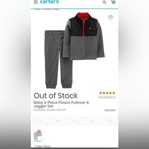 Carters Baby Fleece Pullover Jogging Set 18 Months